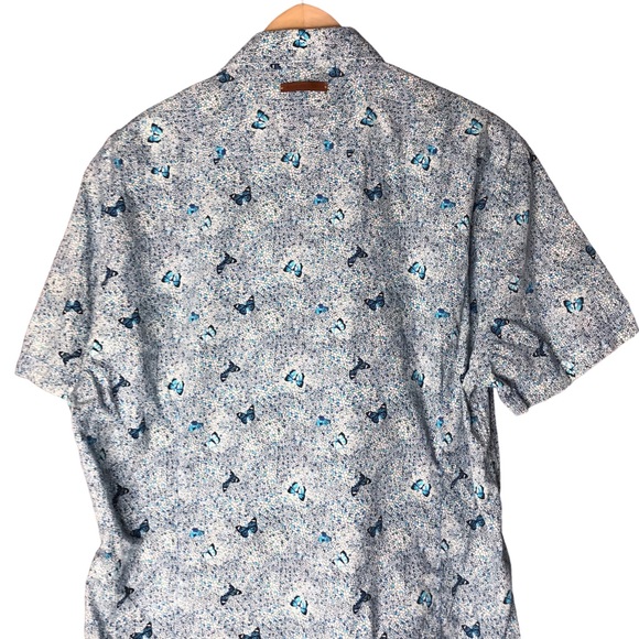 A Fish Named Fred Shirt Short Sleeve Button Up Butterfly Floral Cotton Men's XXL - Picture 9 of 13